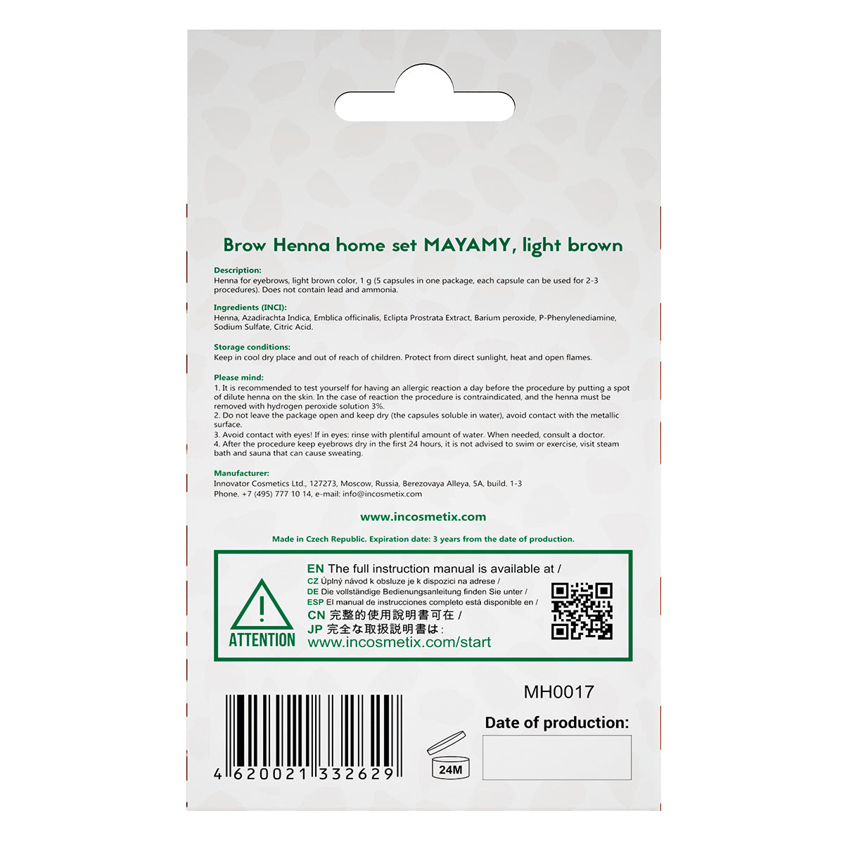 Mayamy Brow Henna Trial Set - Light Brown